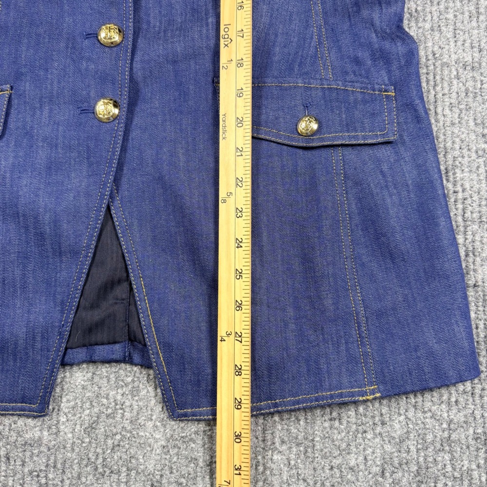 Talbots Denim Blazer Blue Gold Crest Button Tailored Jacket NWT Size 14 - Picture 6 of 11